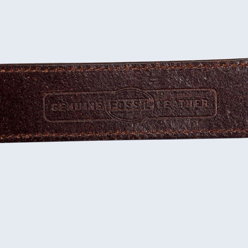 Vintage Fossil Belt Womens Medium 28-32” Brown Genuine Leather Braided Links Y2K - Picture 5 of 9